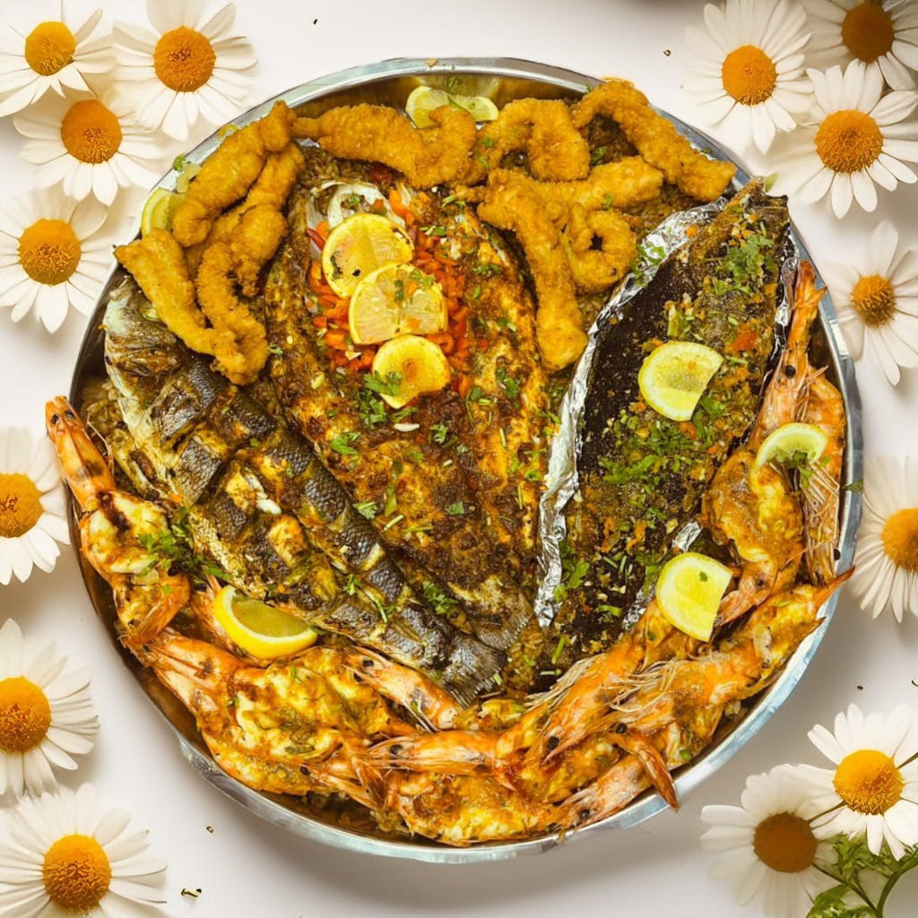 Grilled seafood dish